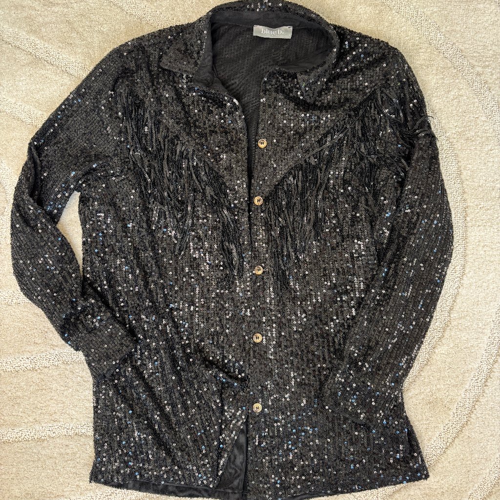 Sequined Fringe Button Down